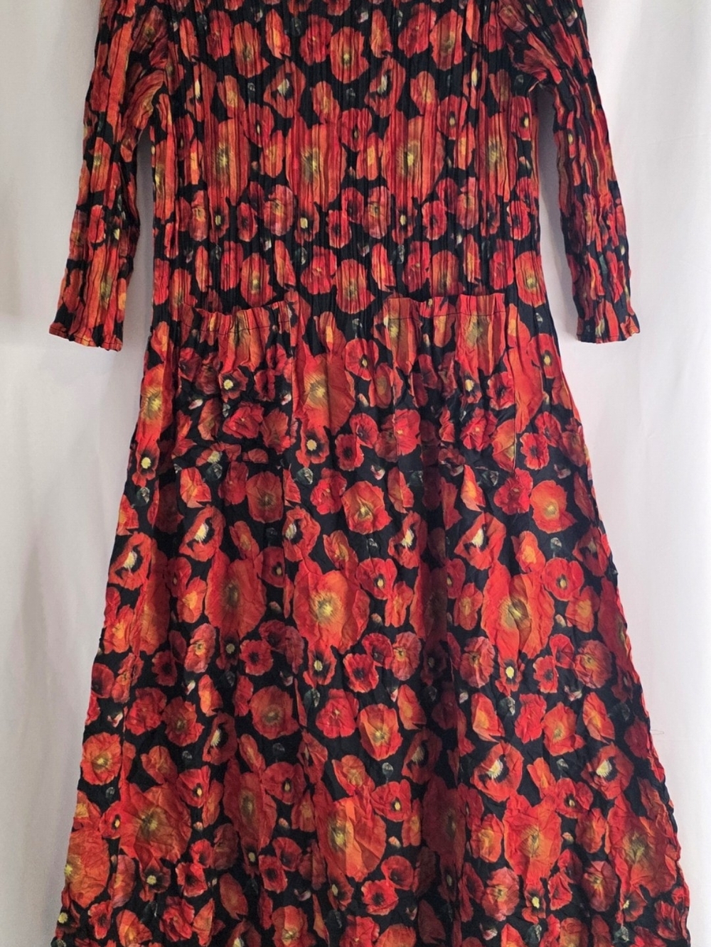 Alquema Crinkle Floral Maxi Dress | Red Poppy Print | 3/4 Sleeve | Size 1 - Picture 10 of 10